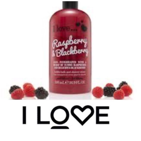 I LOVE ... - NWT - Raspberry &  Blackberry Bubble Bath & Shower Gel. 16.9 fl. oz - Picture 1 of 13
